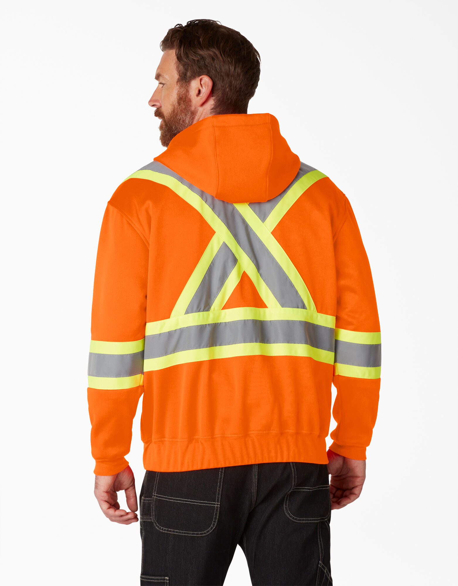 Dickies Yellow Hi Vis High Viz Visibility Hooded Sweatshirt Hoodie Safety Work 